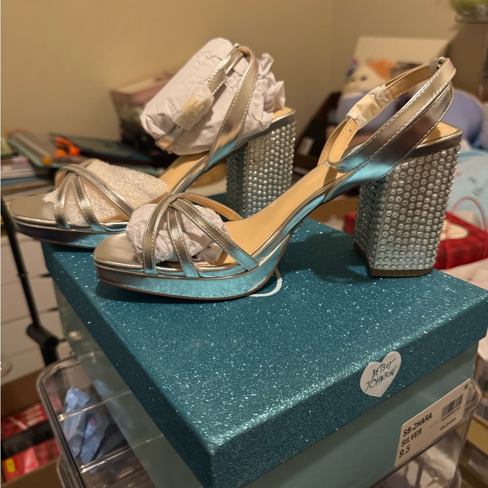 Betsey Johnson Silver Metallic Heels